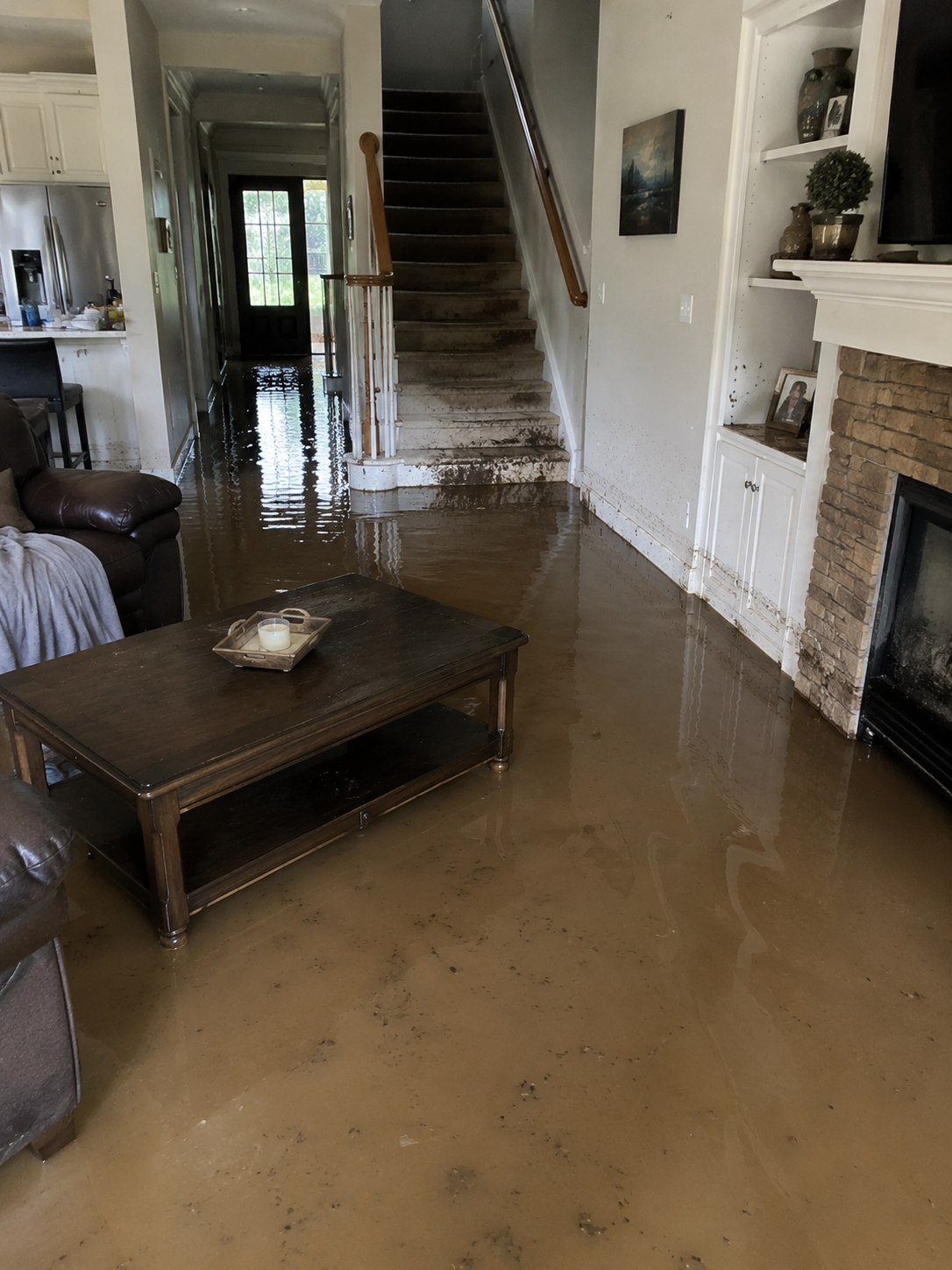 Standing water damage documented before mitigation begins
